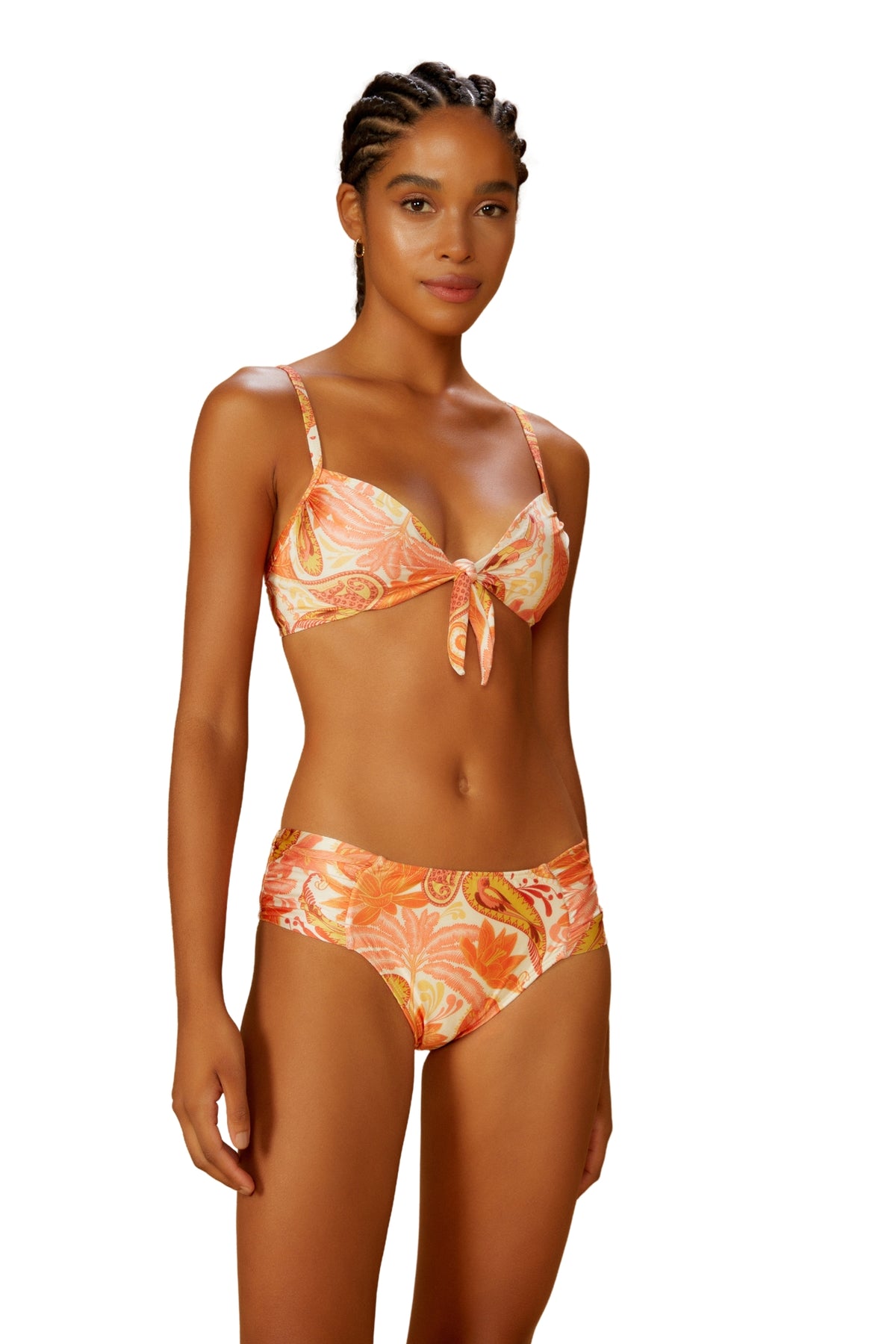 Model Front: Blueman Bikini Tops Top Florest-Salmao Bardot