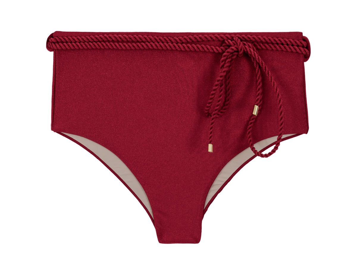 Product Front: Rio De Sol Bikini Bottoms Bottom Shimmer-Divino Belted-High-Waist