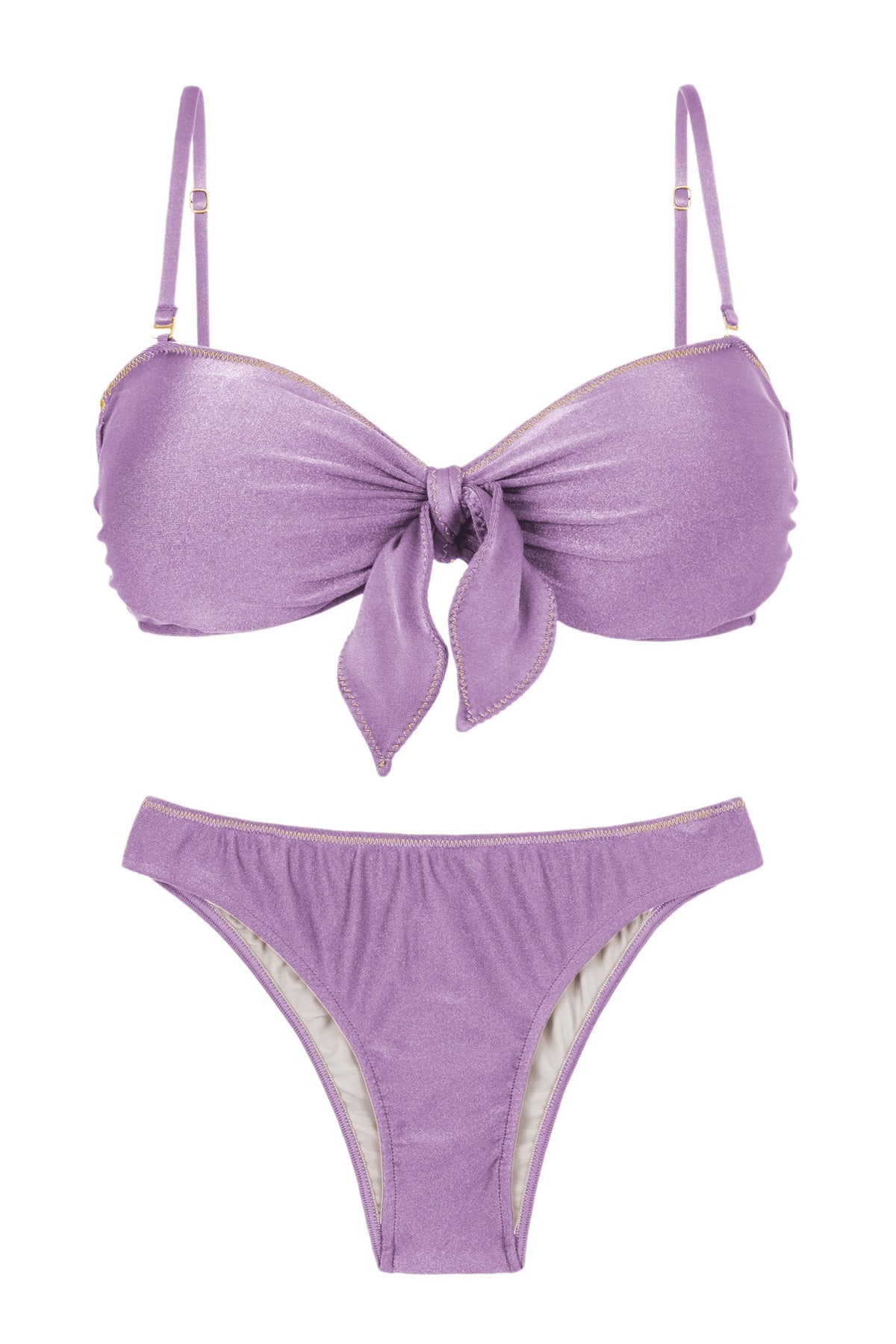 Product Front: Rio De Sol Two Piece Swimwear Set Shimmer-Harmonia Bandeau-Knot Essential