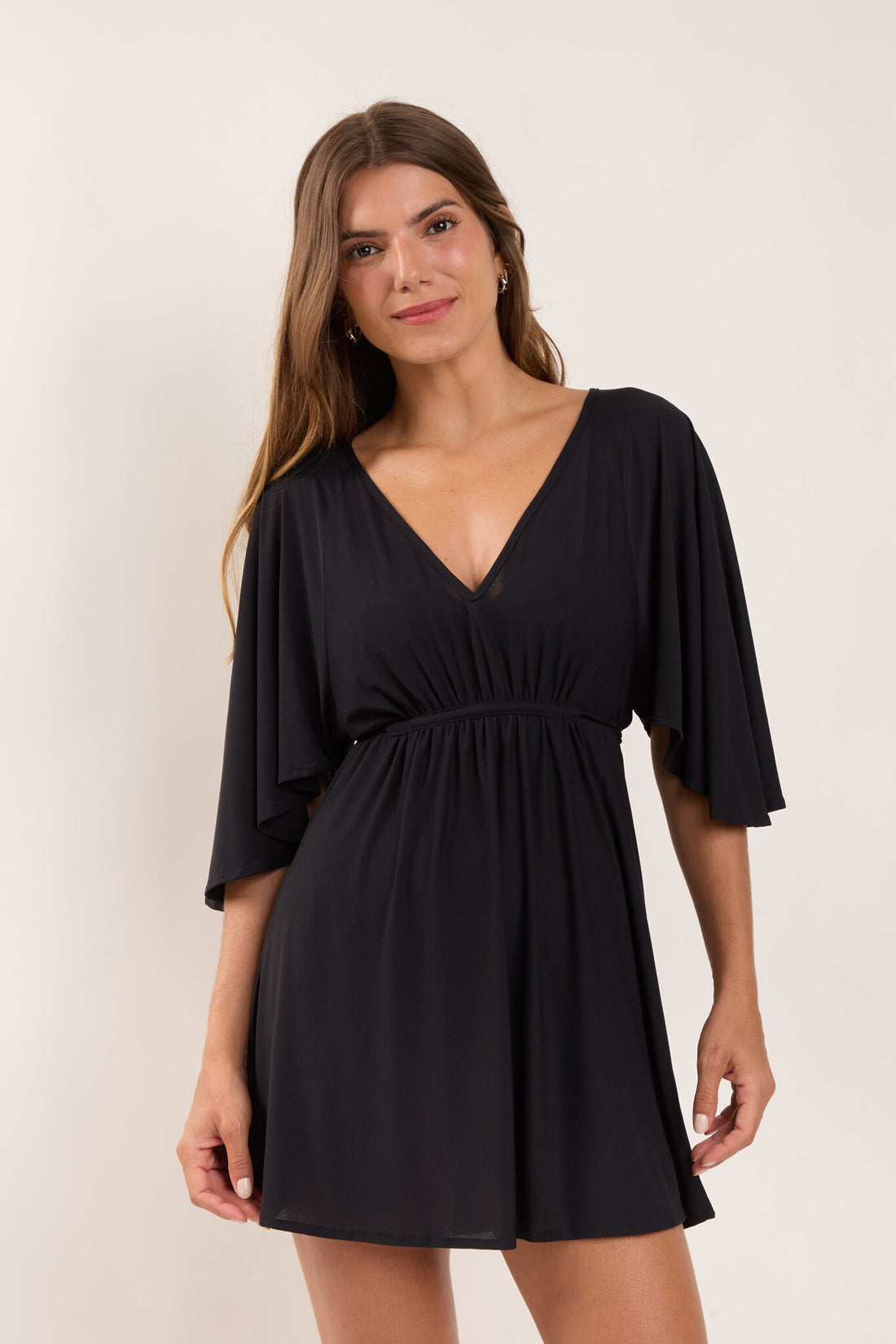 Model Front: Rio De Sol Mini Dresses Black Mini Dress