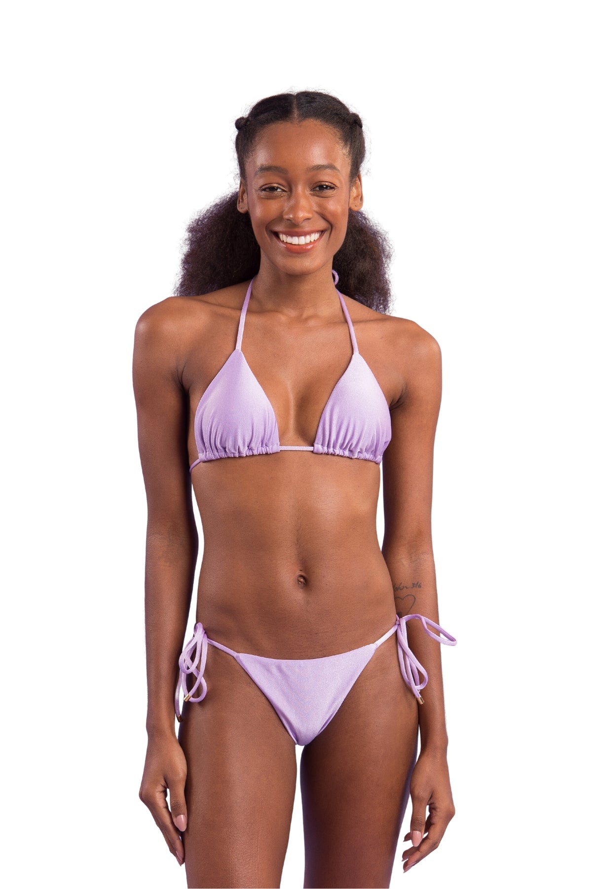 Model Front: Rio De Sol Two Piece Swimwear Set Shimmer-Harmonia Tri-Inv Cheeky-Tie