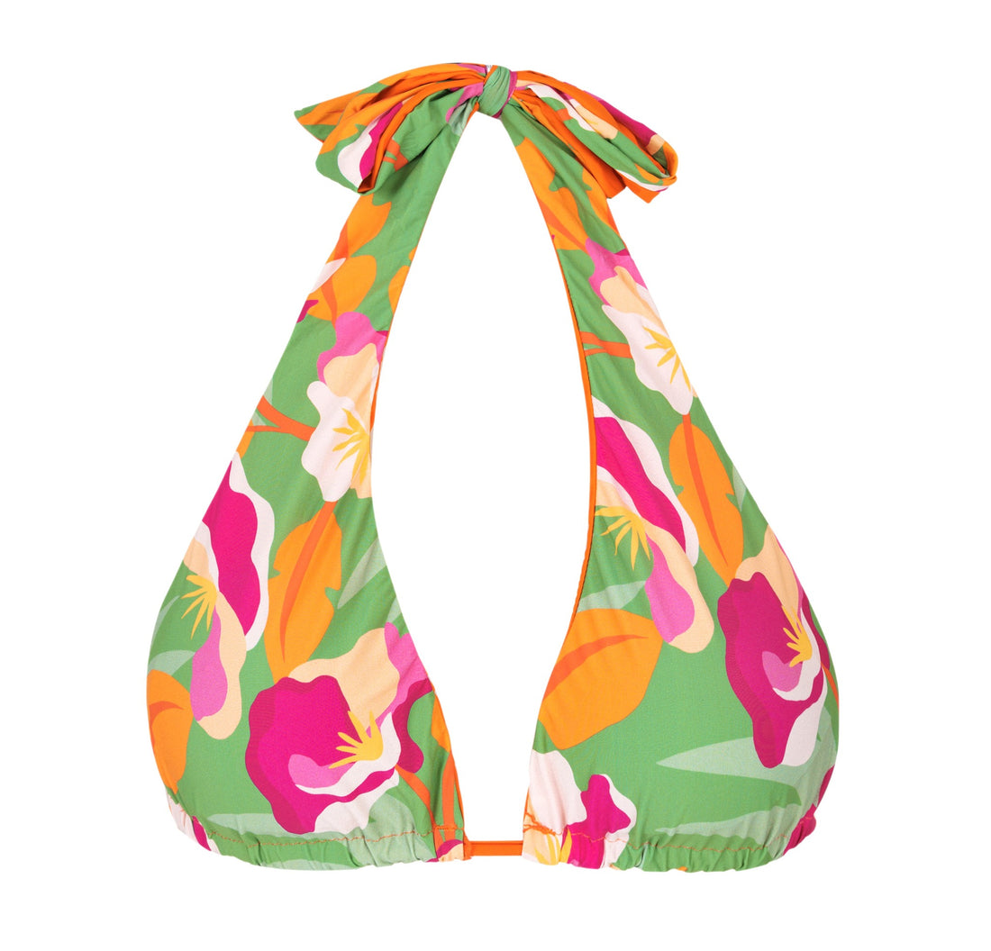 Product Front: Rio De Sol Bikini Tops Top Green-Bloom Halter-Double
