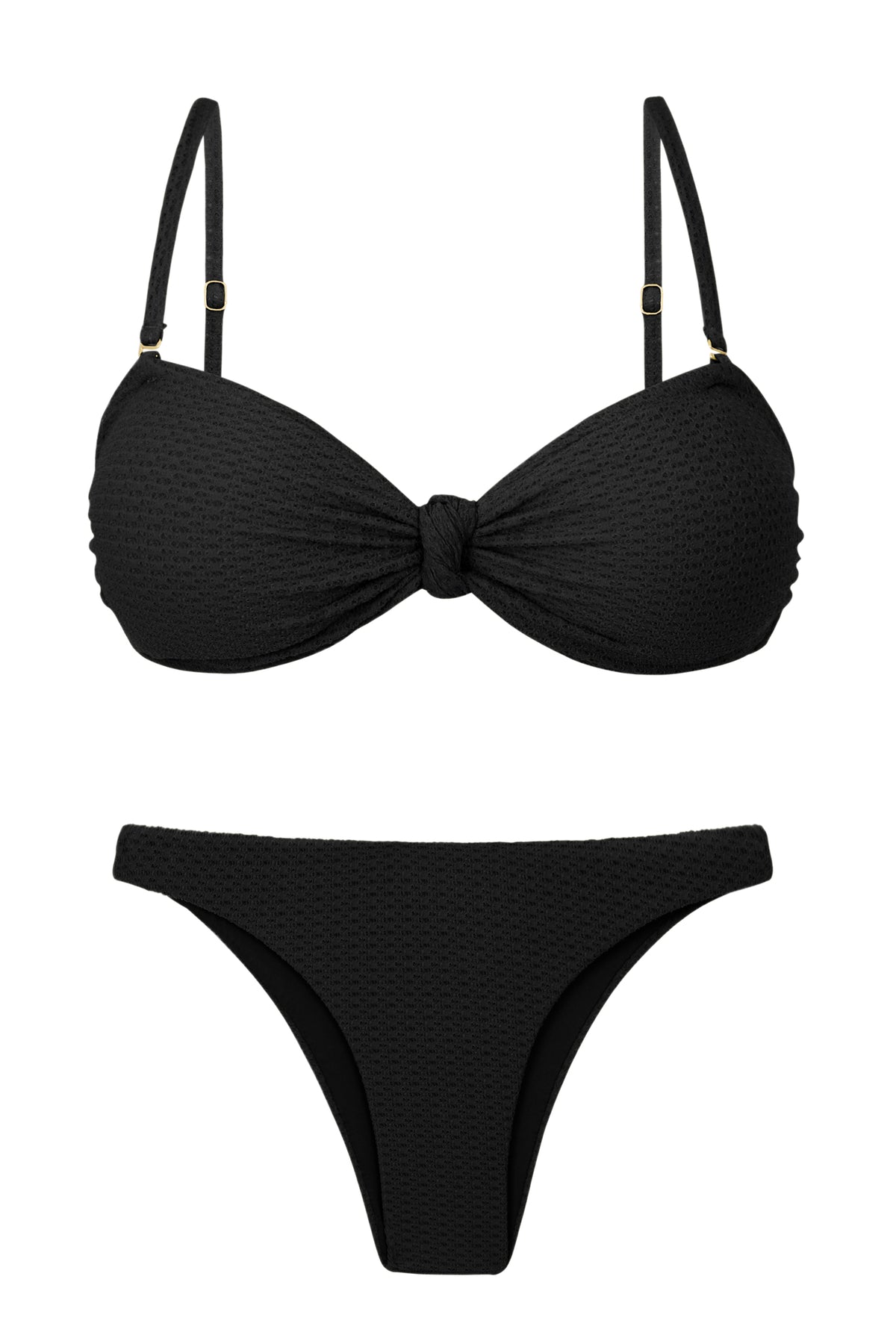 Product Front: Rio De Sol Two Piece Swimwear Set Bora-Black Bandeau-Joy Leblon