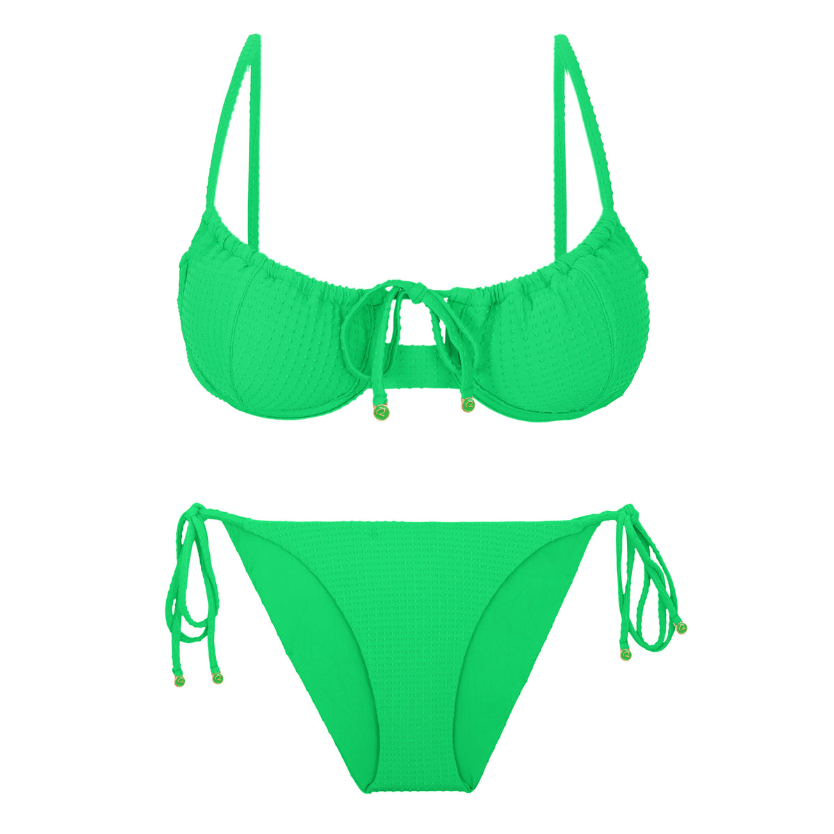Product Front: Rio De Sol Two Piece Swimwear Set Dots-Energy Balconet-Tie Ibiza-Comfy