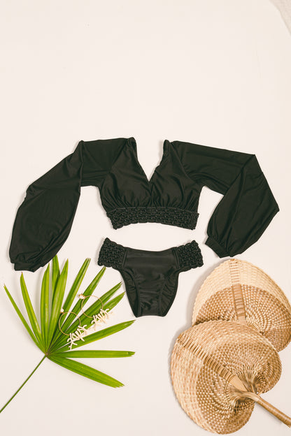 Image 05: Lua Morena Bikini Tops Top Bufante Macrame Preto