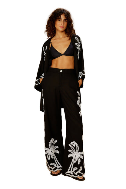 Image 03: Blueman Kaftans And Kimonos Kimono Barrado Preto