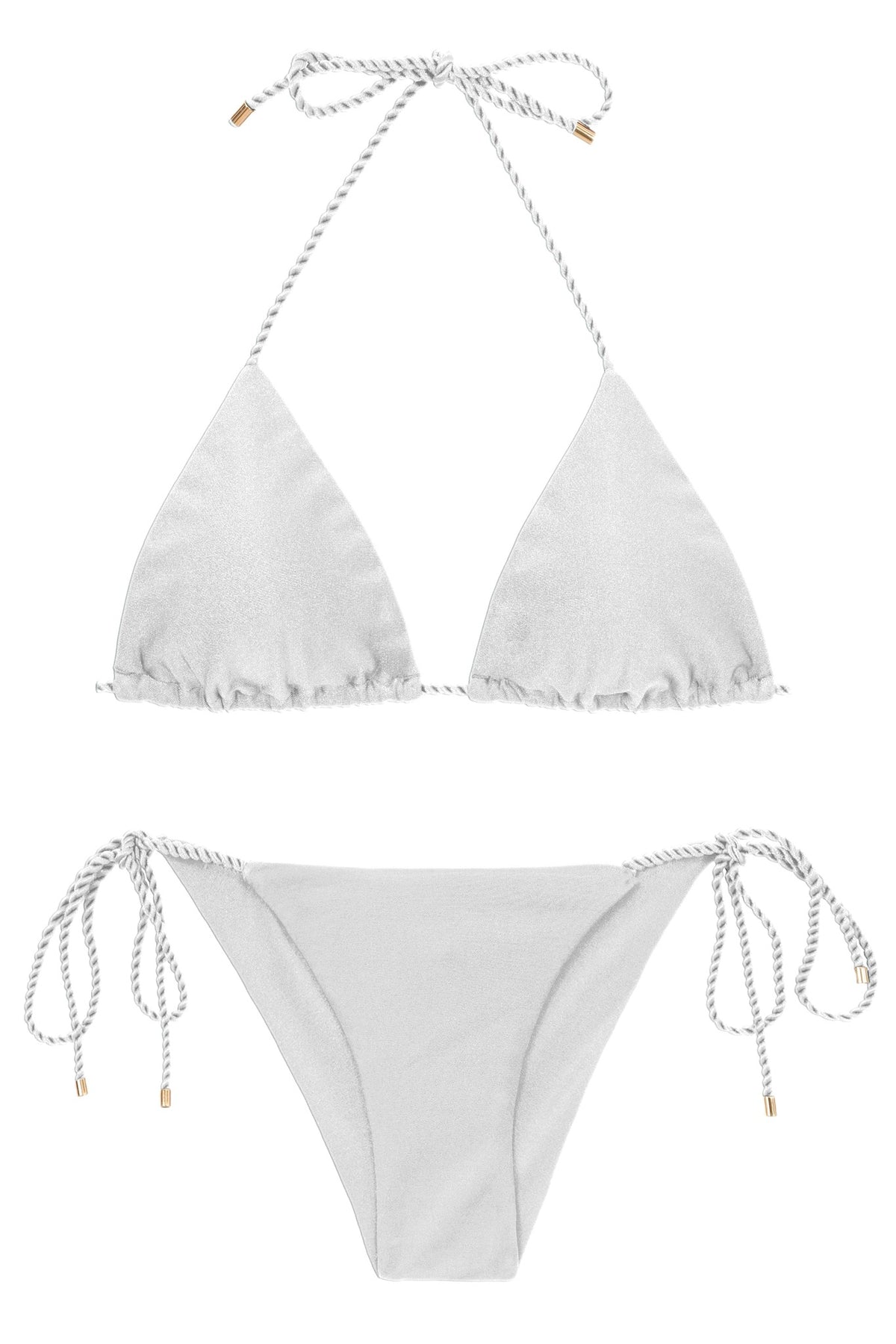 Product Front: Rio De Sol Two Piece Swimwear Set Shimmer-White Tri-Inv Cheeky-Tie