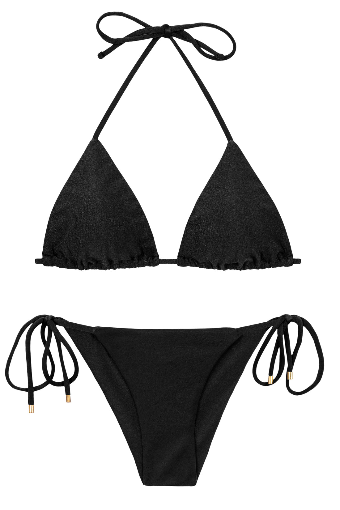 Product Front: Rio De Sol Two Piece Swimwear Set Shimmer-Black Tri-Inv Cheeky-Tie