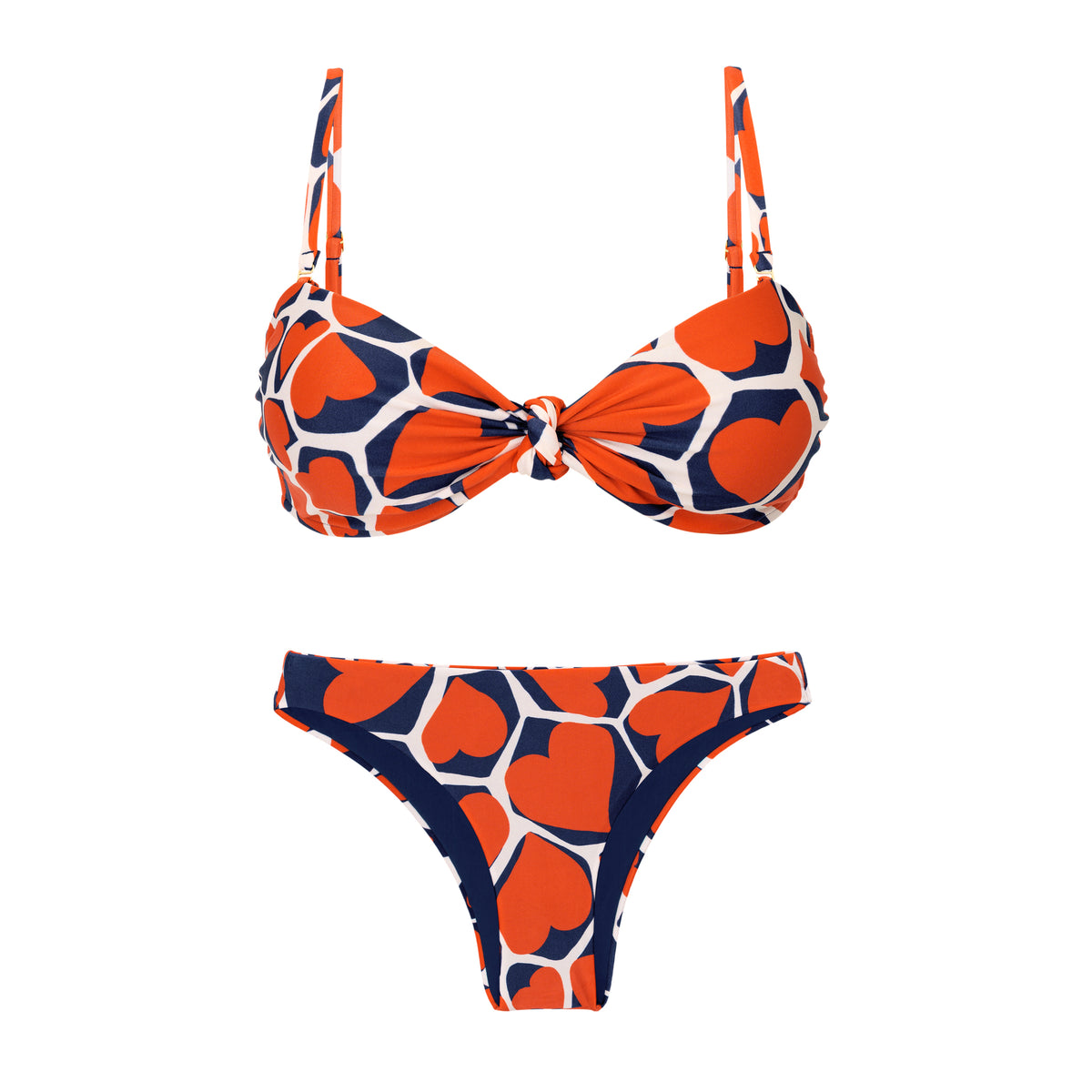 Product Front: Rio De Sol Two Piece Swimwear Set Amore-Red Bandeau-Joy Essential