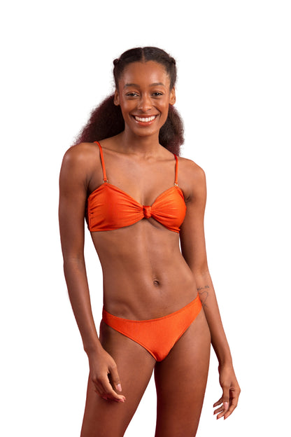 Model Front: Rio De Sol Two Piece Swimwear Set Paprica Bandeau-Joy Essential