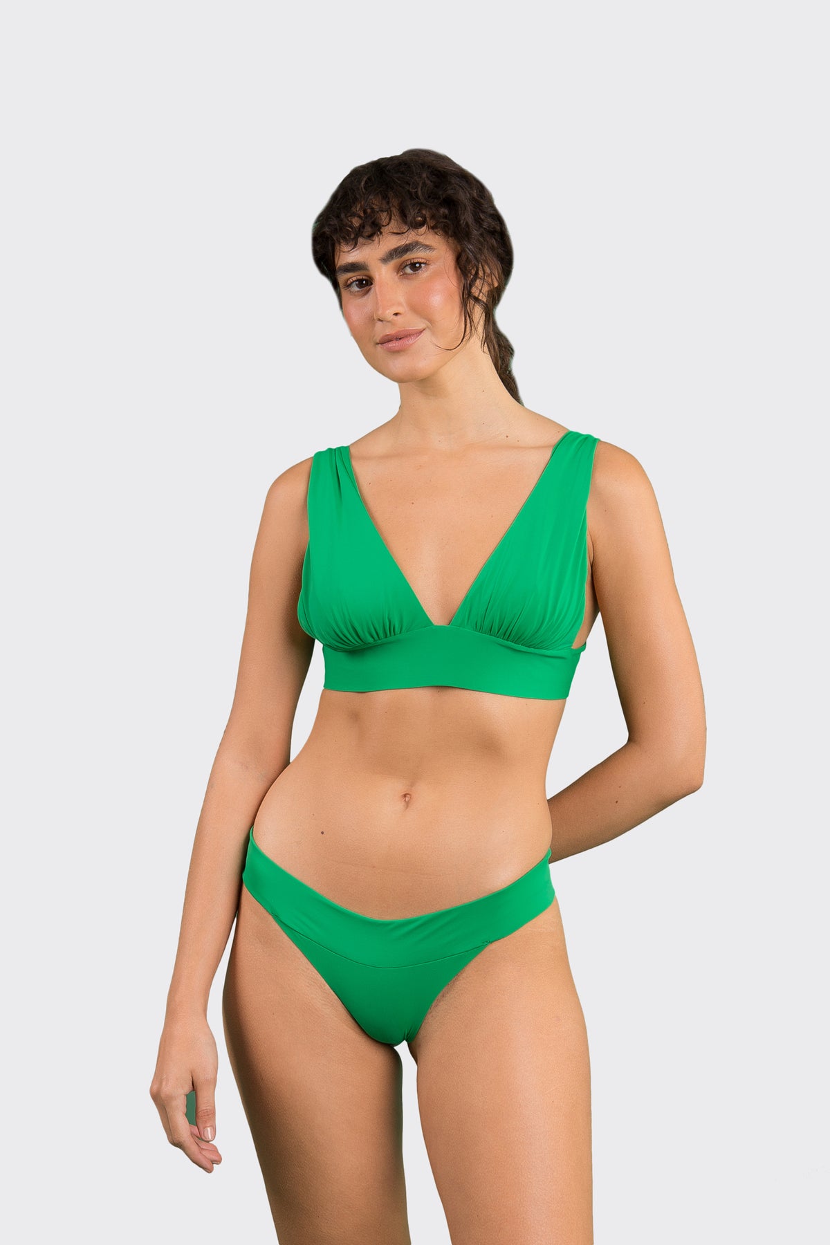 Model Front: Rio De Sol Two Piece Swimwear Set Tambourine Halter-Marina Essential-Cos