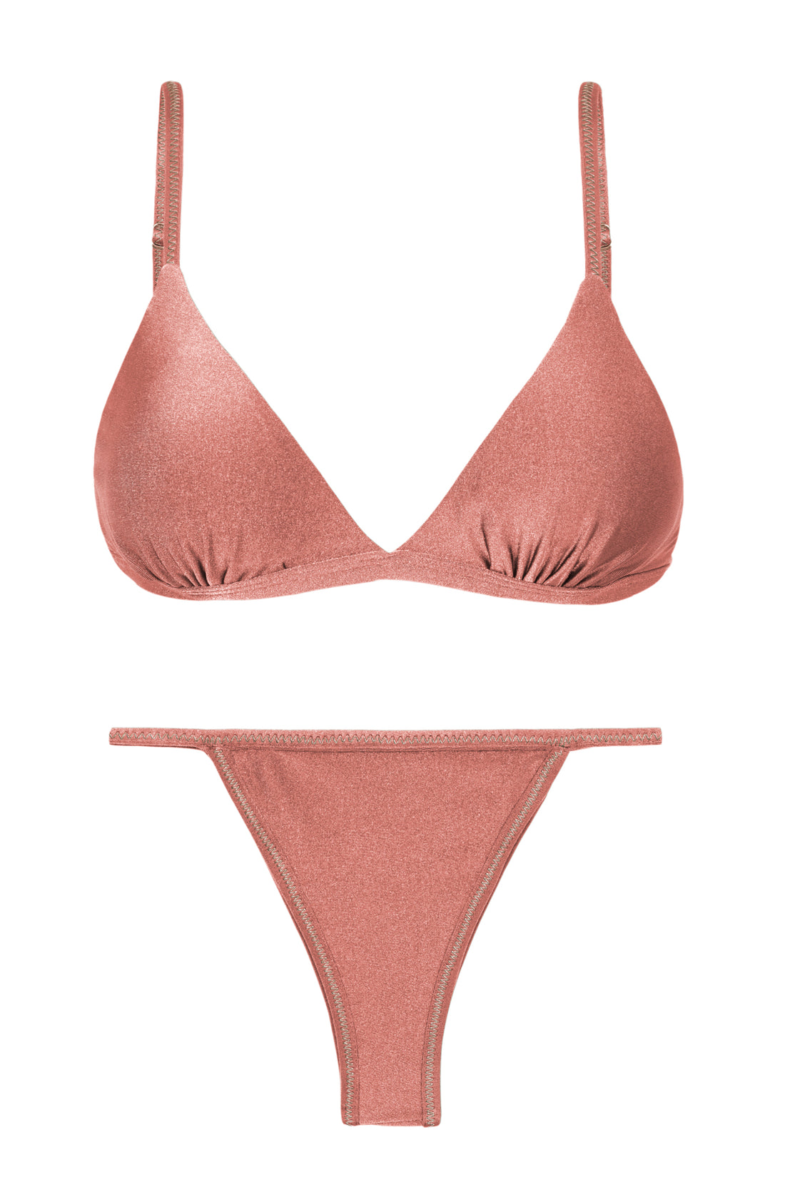 Product Front: Rio De Sol Two Piece Swimwear Set Shimmer-Copper Tri-Fixo California