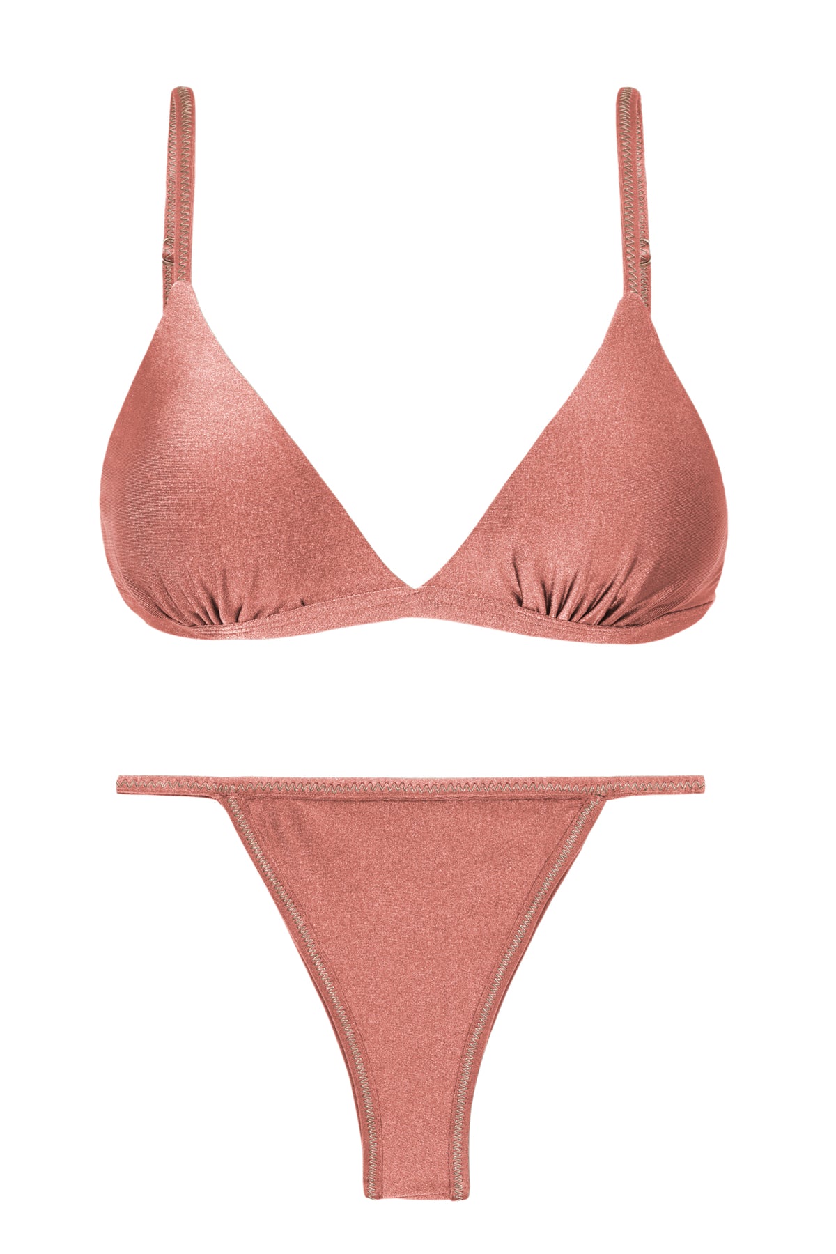 Product Front: Rio De Sol Two Piece Swimwear Set Shimmer-Copper Tri-Fixo California