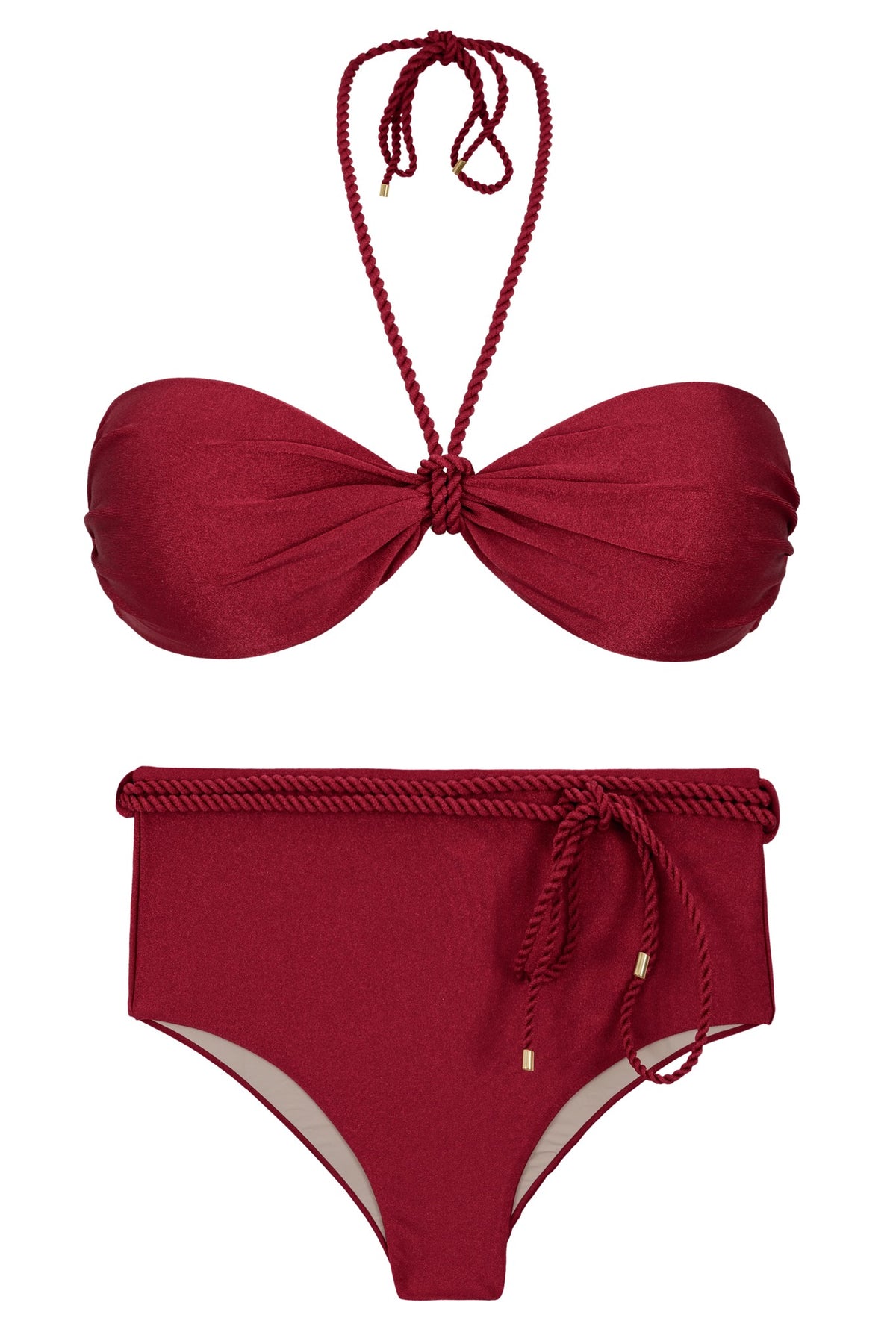 Product Front: Rio De Sol Two Piece Swimwear Set Shimmer-Divino Twist Belted-High-Waist