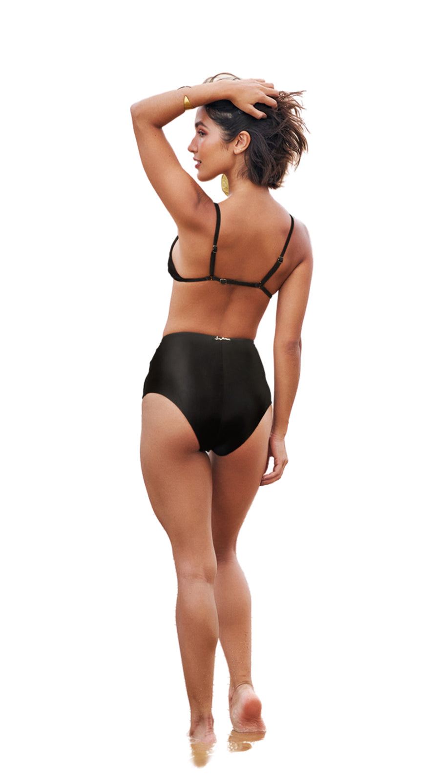 Model Back: Lua Morena Bikini Tops Top Cinta Liso Preto
