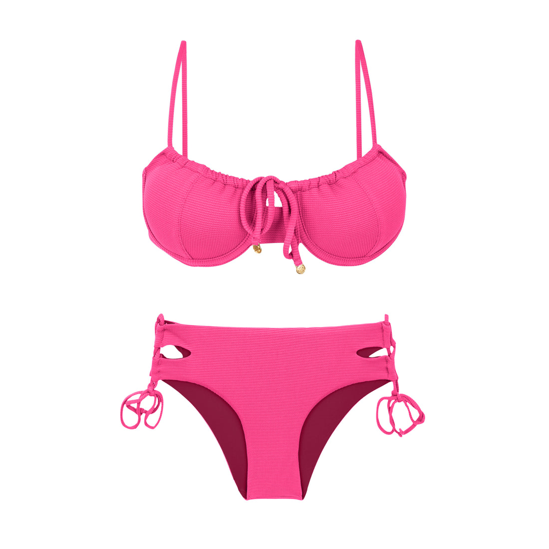 Product Front: Rio De Sol Two Piece Swimwear Set Mtx-Ultrapink Balconet-Tie Madrid