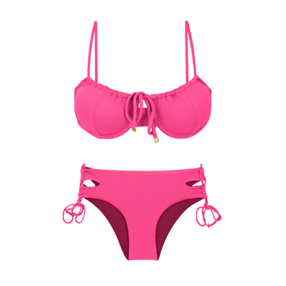 Product Front: Rio De Sol Two Piece Swimwear Set Mtx-Ultrapink Balconet-Tie Madrid