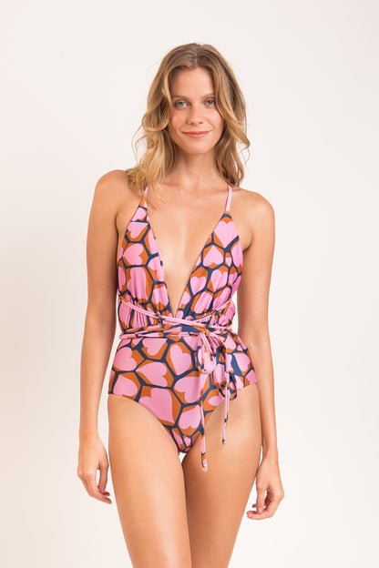Model Front: Rio De Sol One Piece Swimsuits Amore-Pink New Vegas