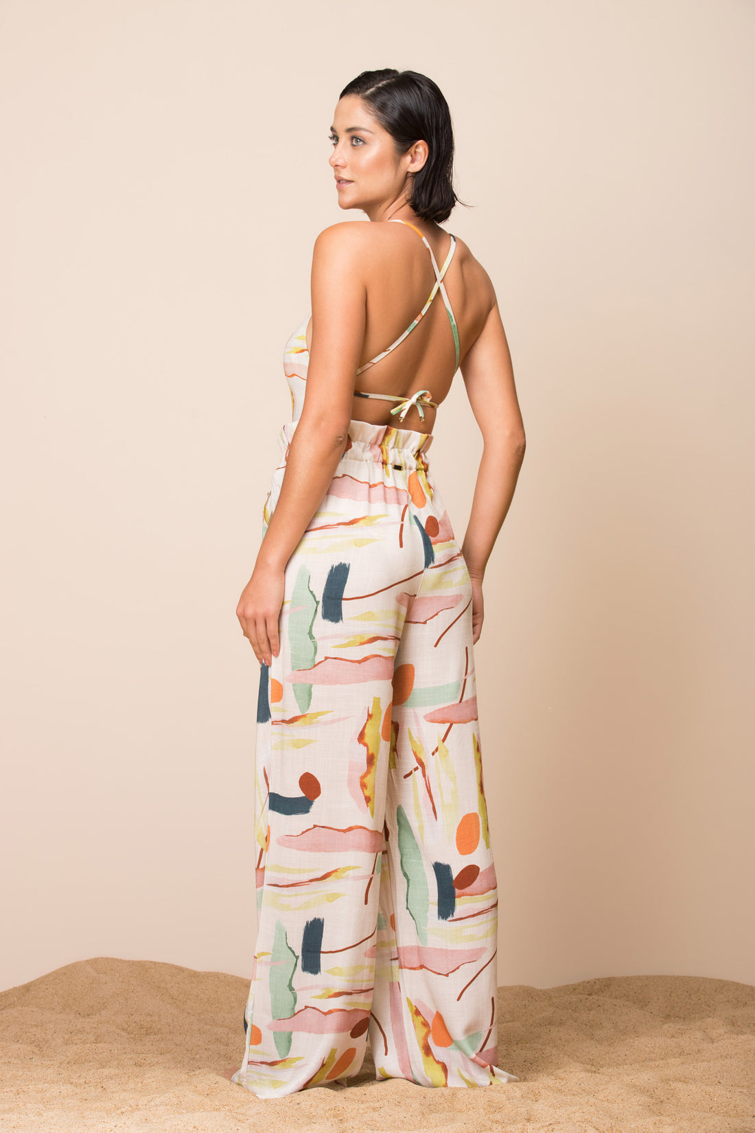 Model Back: La Playa Pants Wide Leg Paleta