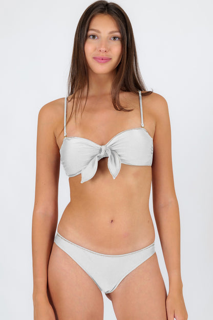 Gallery: Rio De Sol Two Piece Swimwear Set Shimmer-White Bandeau-Knot Essential