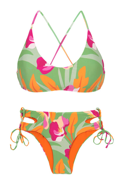 Product Front: Rio De Sol Two Piece Swimwear Set Green-Bloom Bralette Madrid