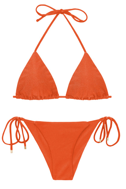 Product Front: Rio De Sol Two Piece Swimwear Set Shimmer-Paprica Tri-Inv Cheeky-Tie