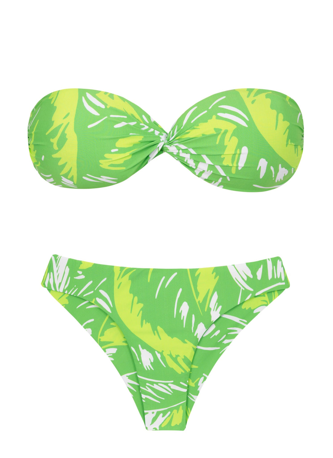 Product Front: Rio De Sol Two Piece Swimwear Set Green-Palms Twist Nice
