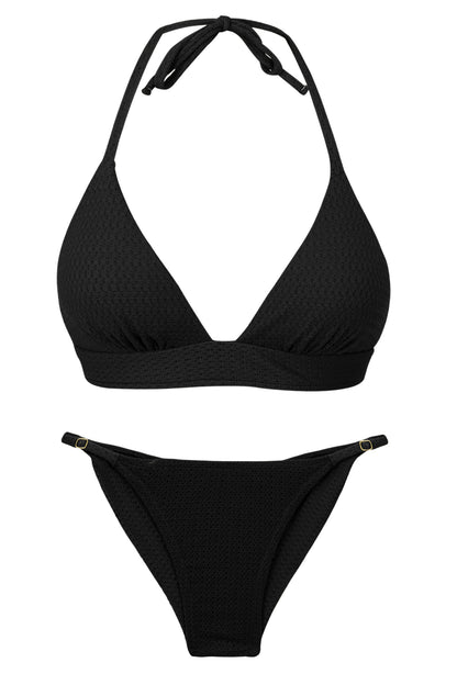 Product Front: Rio De Sol Two Piece Swimwear Set Bora-Black Tri-Cos Cheeky-Fixa