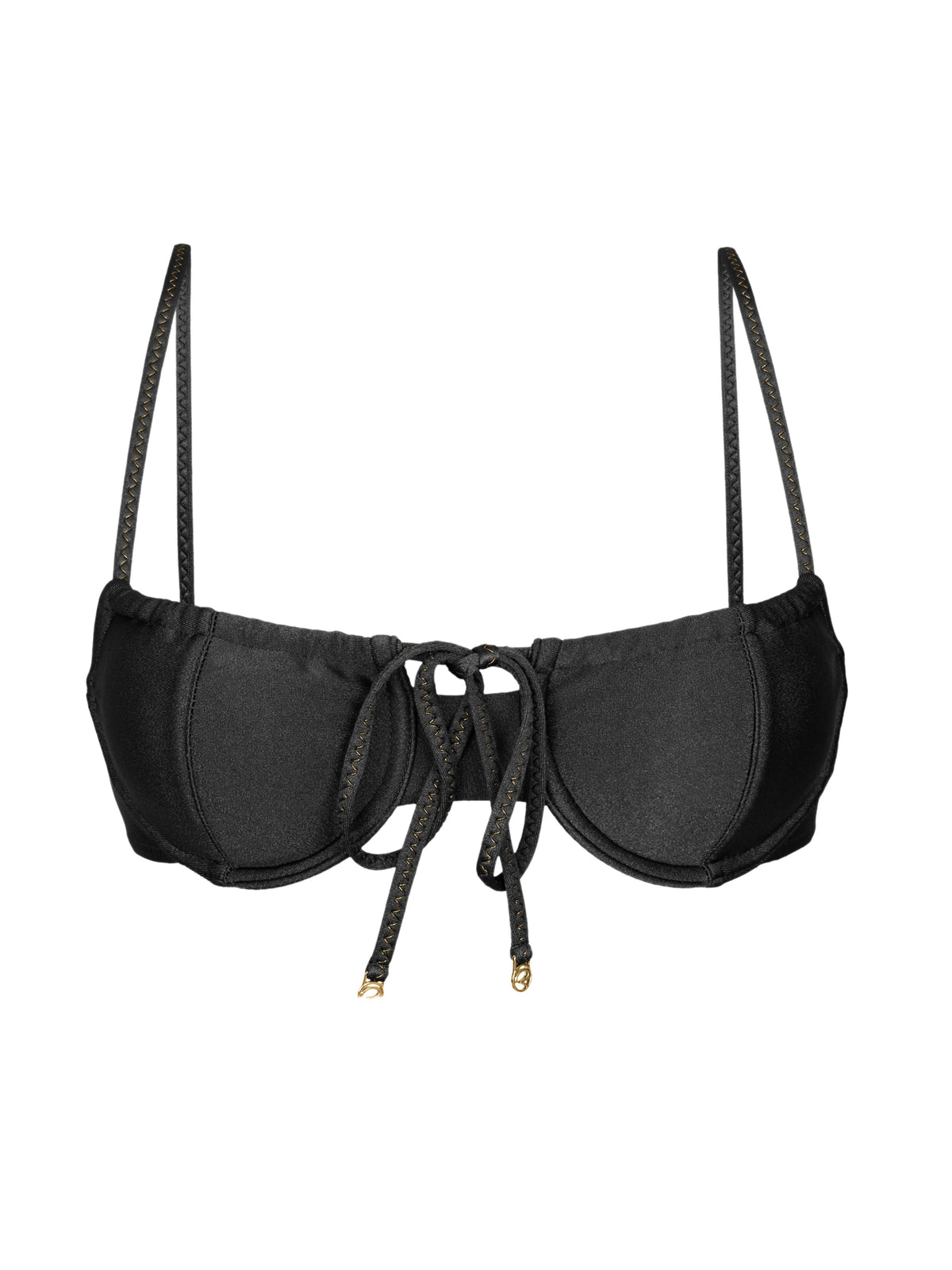 Product Front: Rio De Sol Bikini Tops Top Shimmer-Black Balconet-Tie