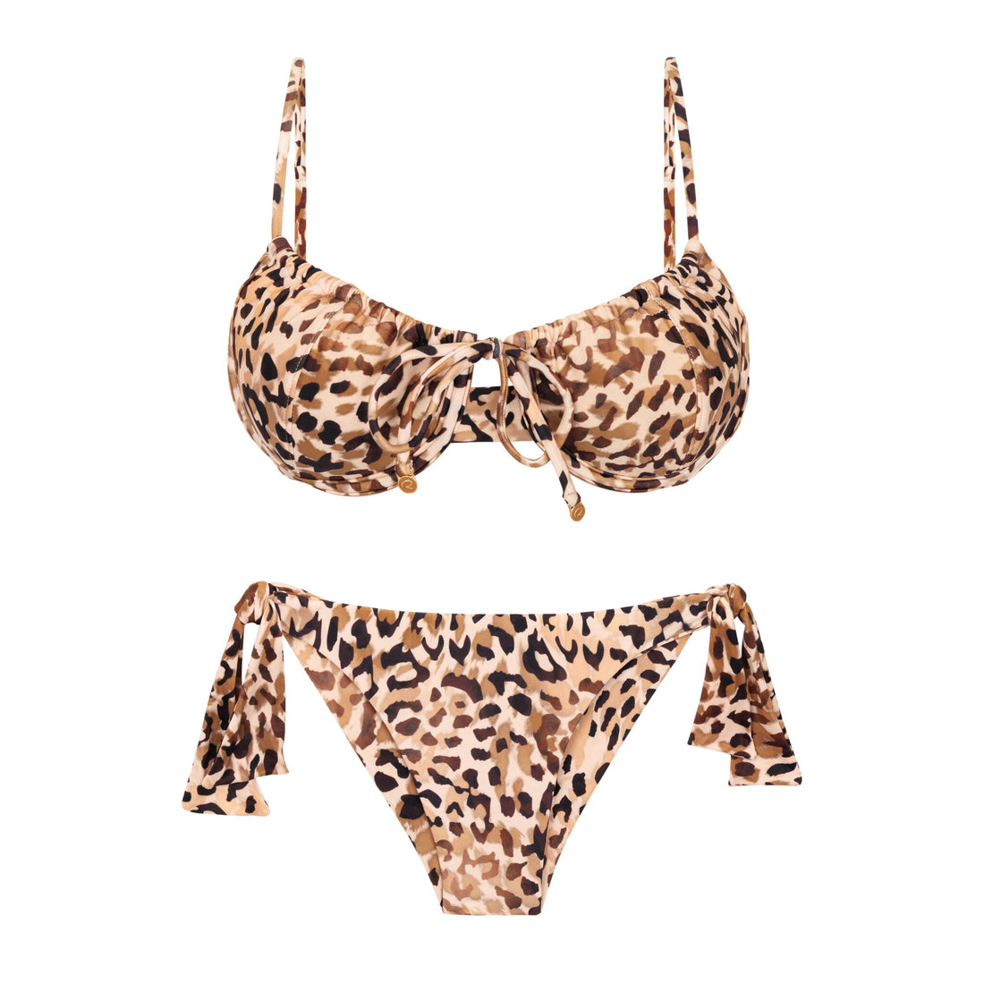 Product Front: Rio De Sol Two Piece Swimwear Set Leopard Balconet-Tie Italy