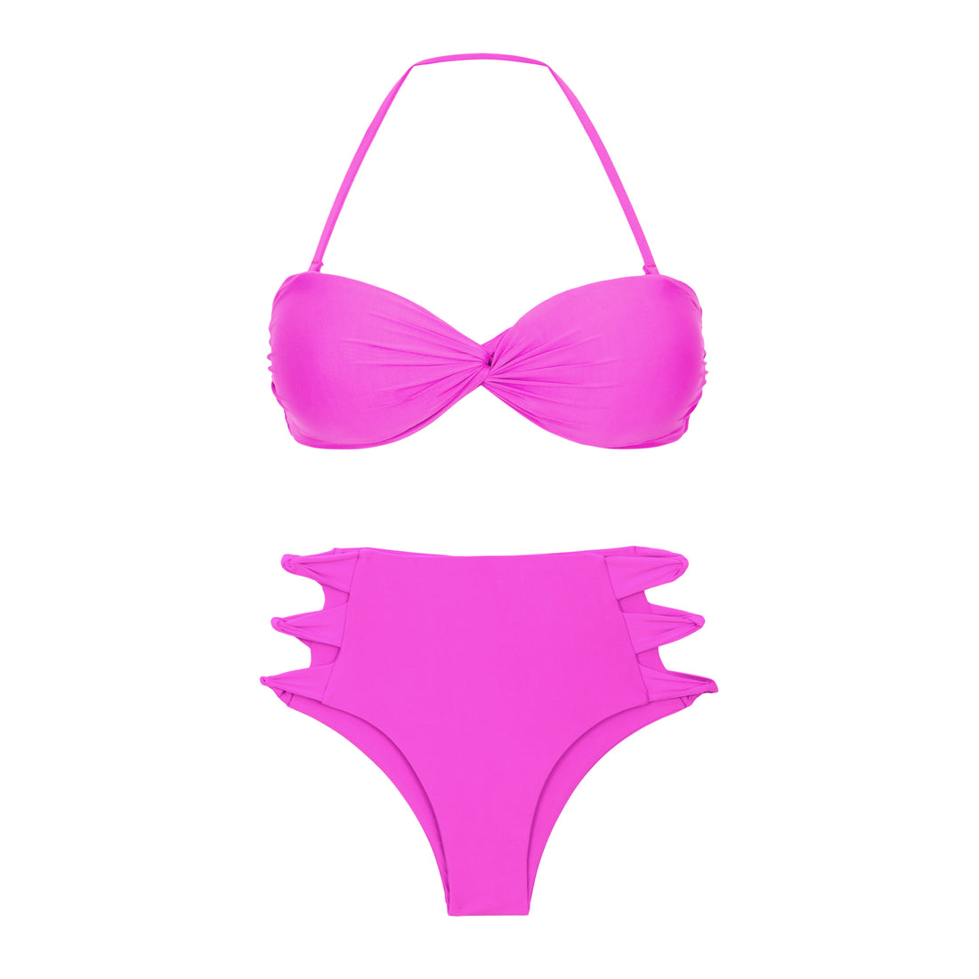 Product Front: Rio De Sol Two Piece Swimwear Set Vita-Pink Twist Highwaist-Spin