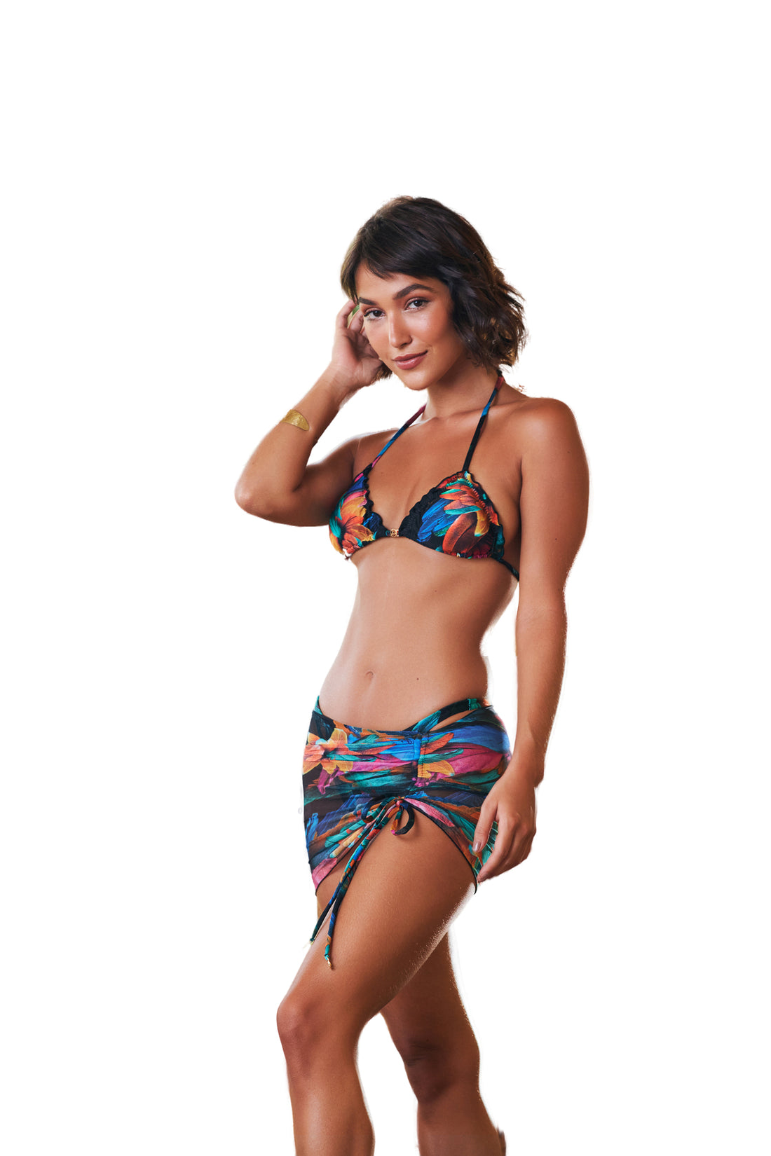 Model Front: Lua Morena Bikini Bottoms Bottom Costuras Brinco Preto