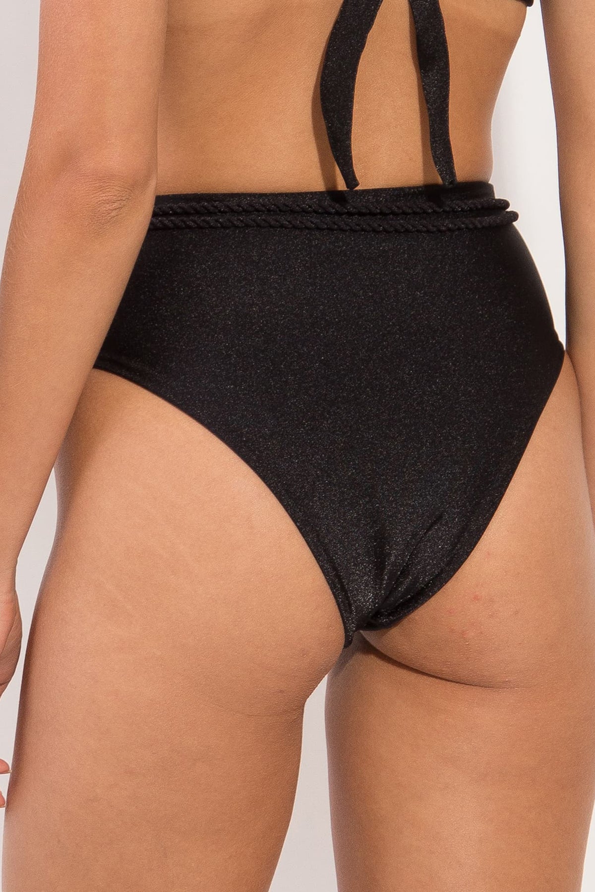 Image 07: Rio De Sol Bikini Bottoms Bottom Shimmer-Black Belted-High-Waist