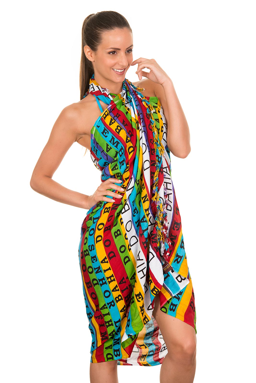 Model Front: Bali Blue Pareo Canga Bonfim