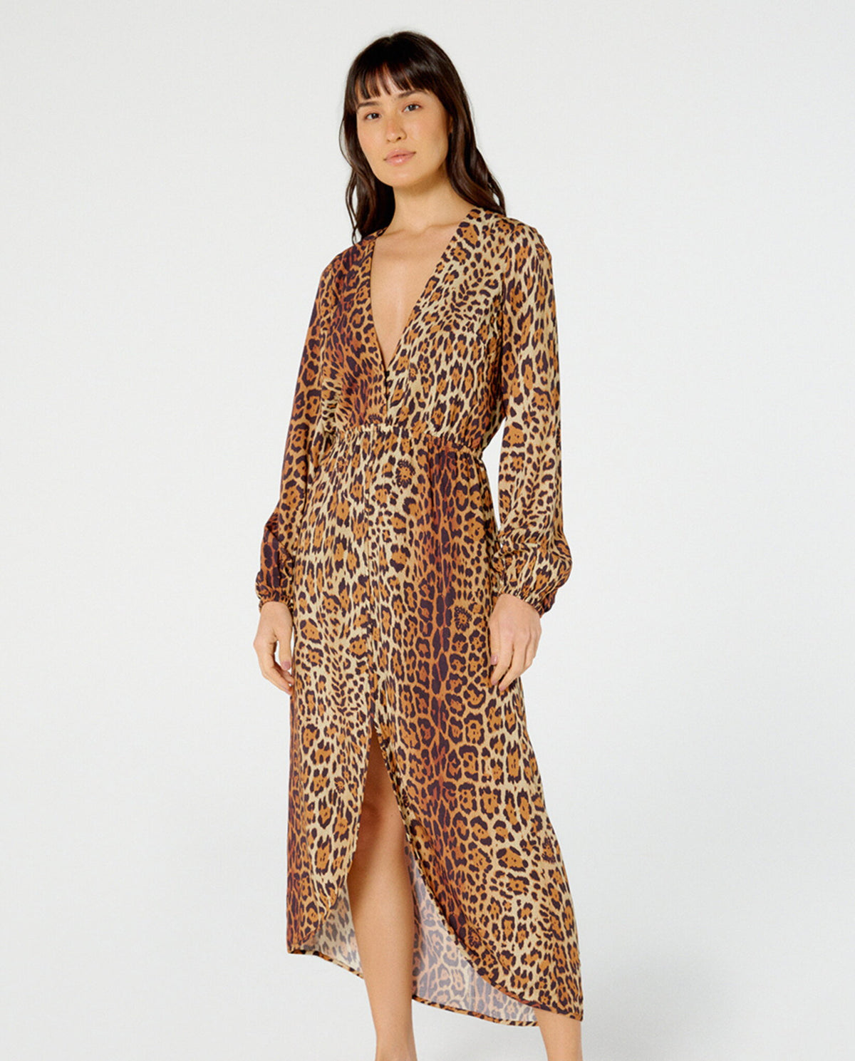 Gallery: Blueman Maxi Dresses Vestido Midi Manga Vivian Pintada