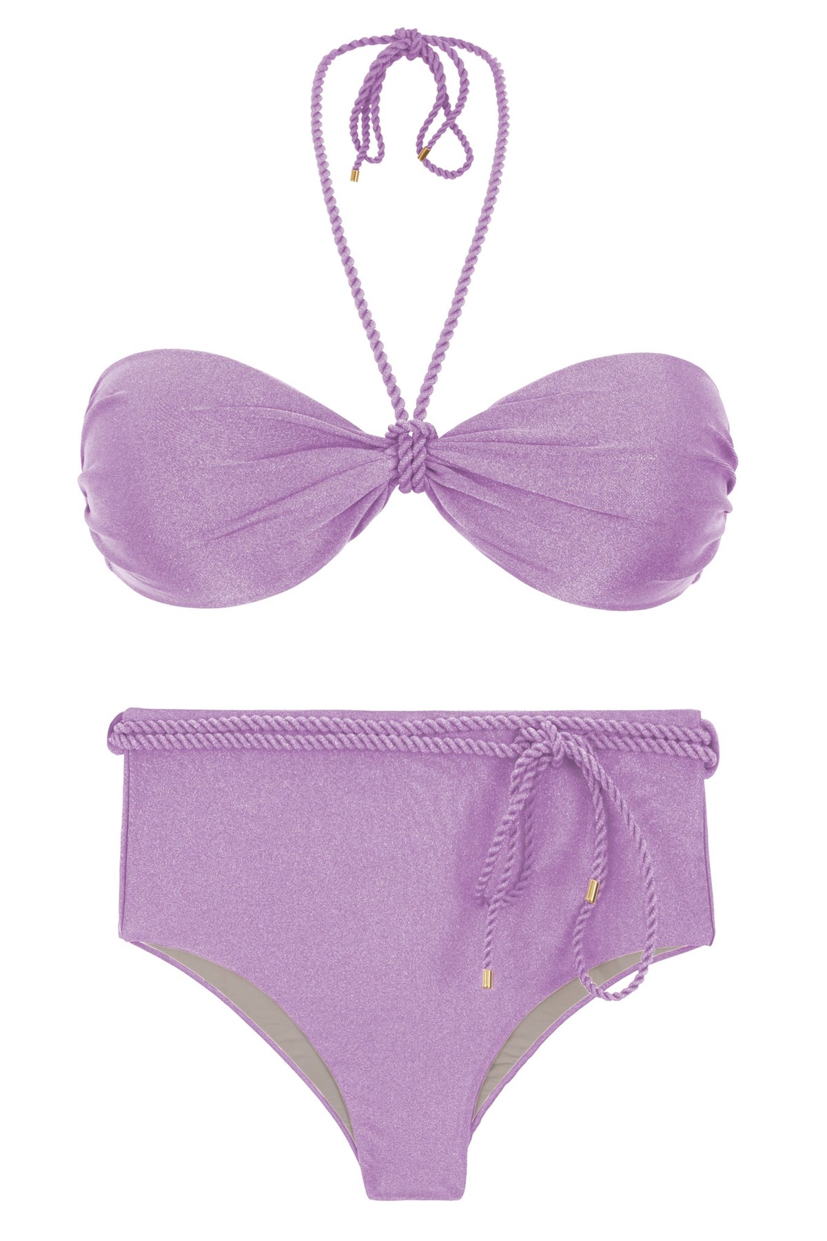 Product Front: Rio De Sol Two Piece Swimwear Set Shimmer-Harmonia Twist Belted-High-Waist