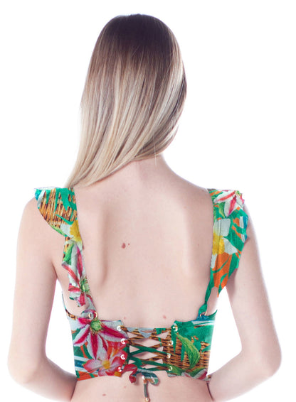 Model Back: La Playa Bikini Tops Top Babado Cropped Balaio