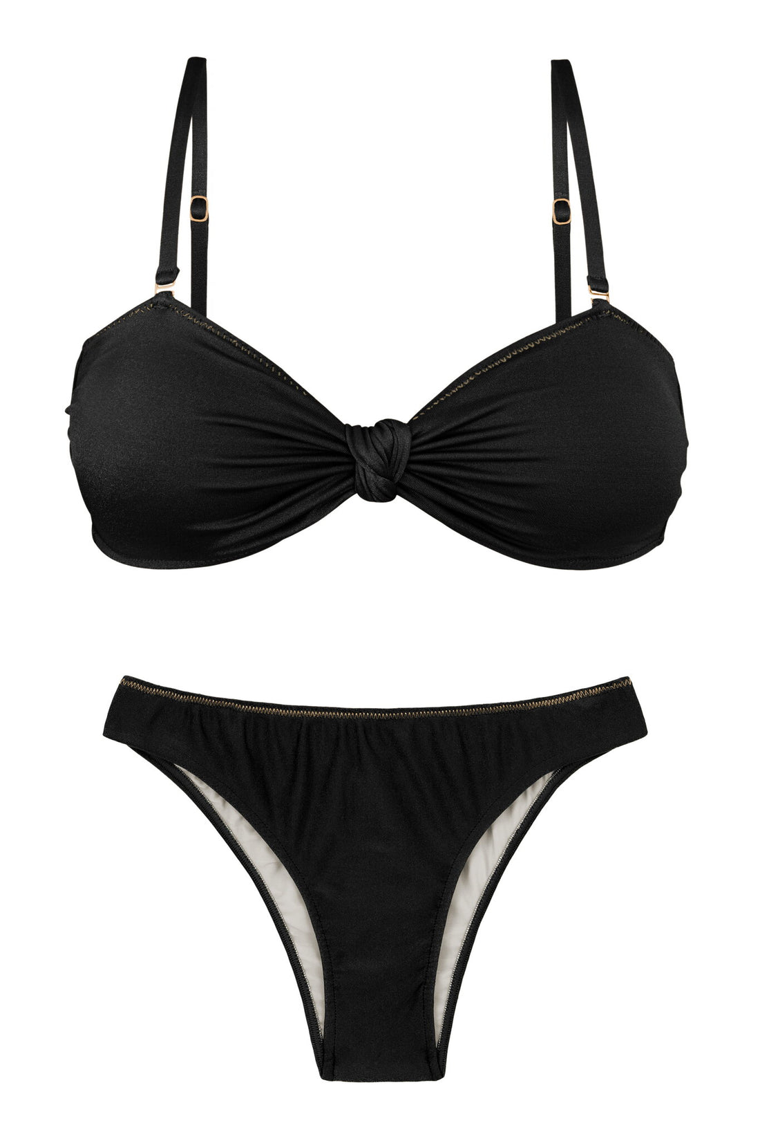 Product Front: Rio De Sol Two Piece Swimwear Set Shimmer-Black Bandeau-Joy Essential