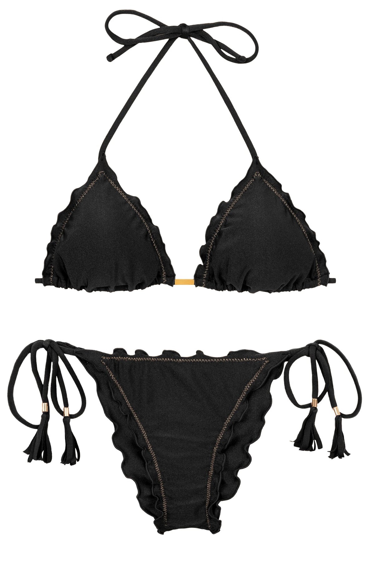 Product Front: Rio De Sol Two Piece Swimwear Set Shimmer-Black Frufru