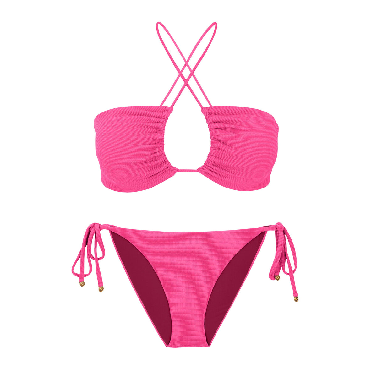 Product Front: Rio De Sol Two Piece Swimwear Set Mtx-Ultrapink Camille Ibiza-Comfy