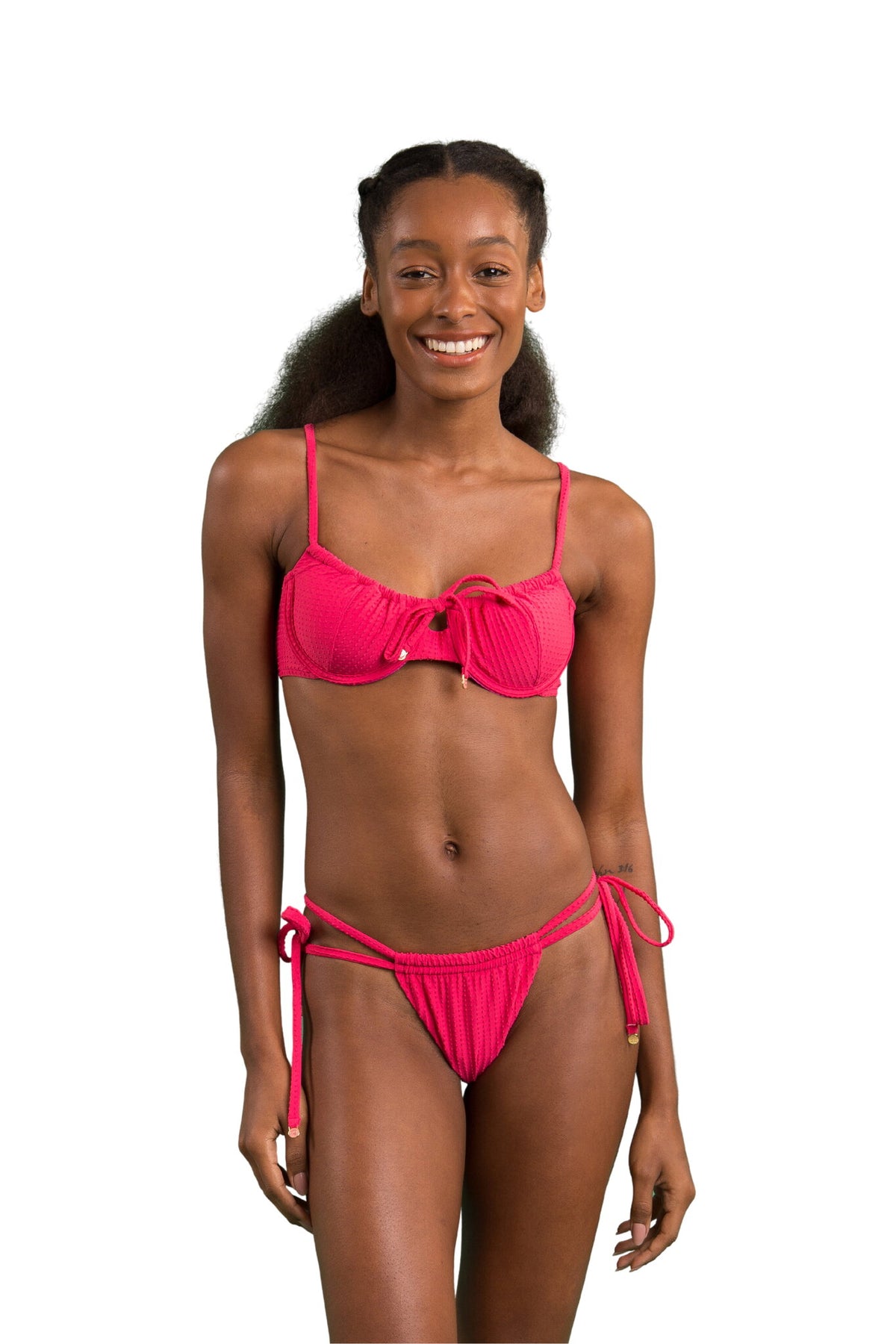 Model Front: Rio De Sol Bikini Bottoms Bottom Dots-Virtual-Pink Pipa