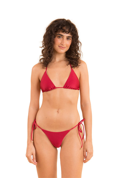 Model Front: Rio De Sol Bikini Bottoms Bottom Shimmer-Divino Cheeky-Tie
