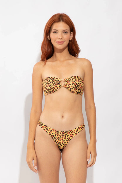 Model Front: Rio De Sol Bikini Bottoms Bottom Yellow-Feline Essential