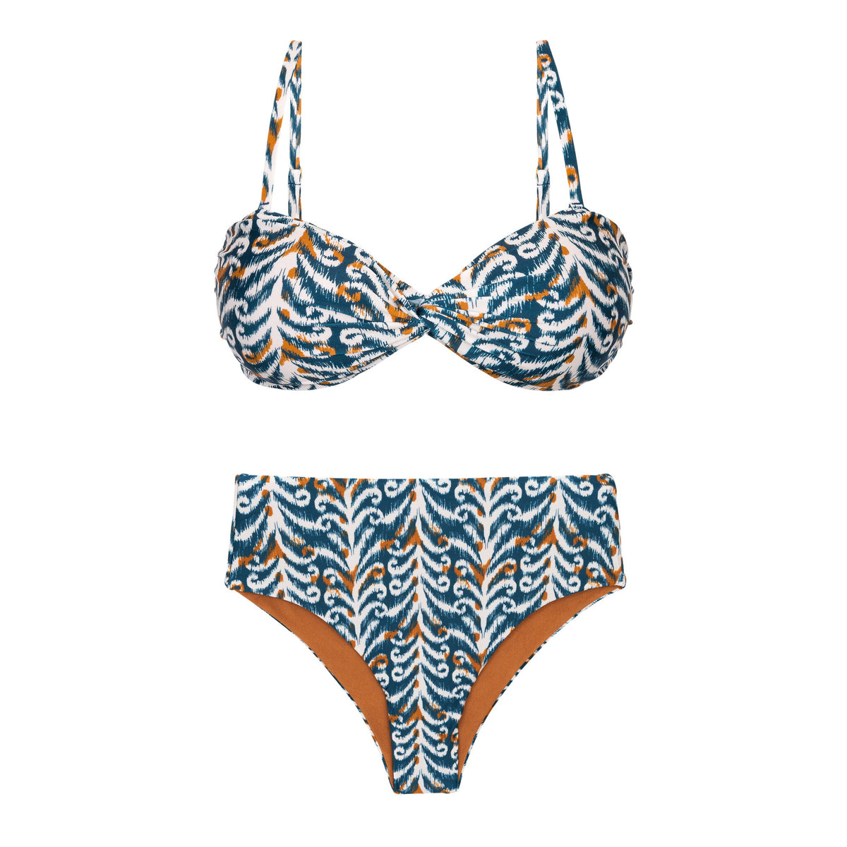 Product Front: Rio De Sol Two Piece Swimwear Set Ikat Twist Hotpants