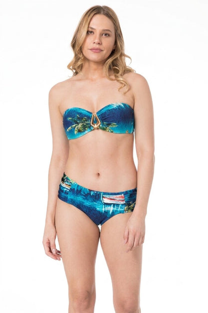 Model Front: Lua Morena Two Piece Swimwear Bandeau Drapeada Media Calmaria