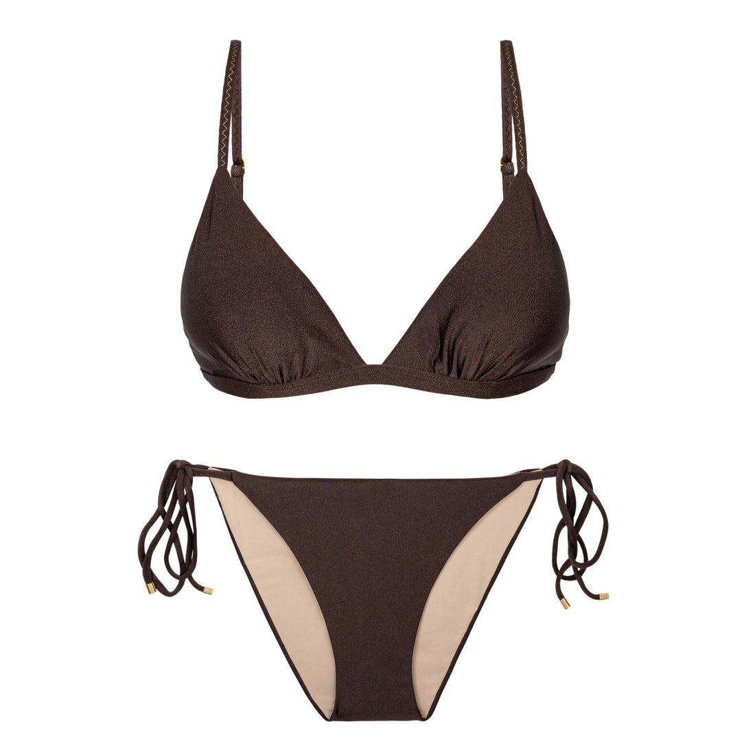 Product Front: Rio De Sol Two Piece Swimwear Set Shimmer-Coffee Tri-Fixo Ibiza-Comfy