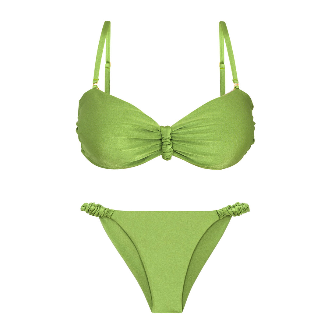 Product Front: Rio De Sol Two Piece Swimwear Set Shimmer-Botanica Bandeau-Crispy Cheeky-Crispy