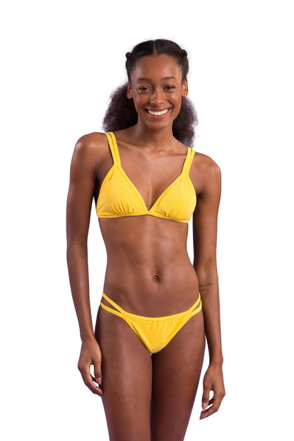 Model Front: Rio De Sol Bikini Bottoms Bottom Malibu-Yellow Mini-Duo