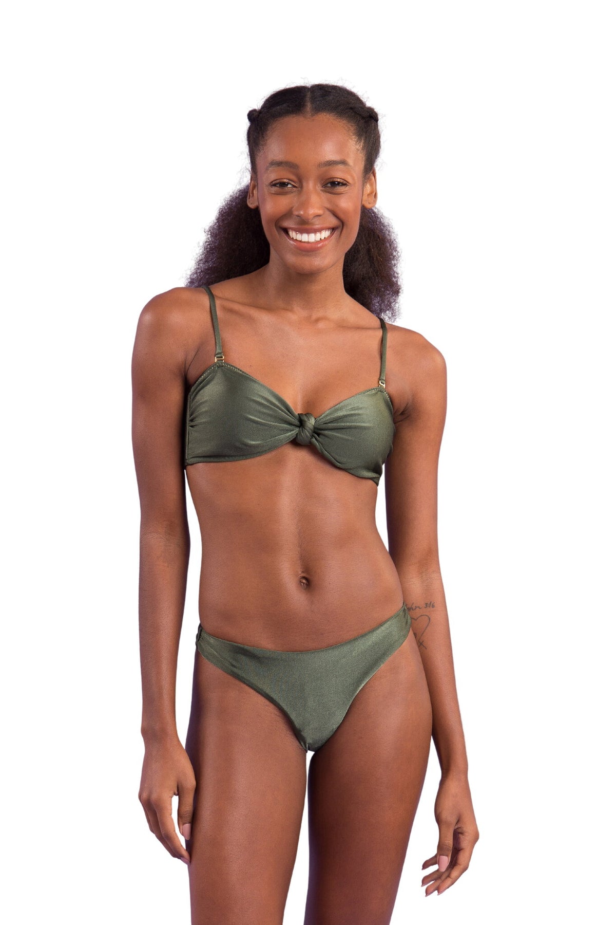 Model Front: Rio De Sol Two Piece Swimwear Set Croco Bandeau-Joy Essential
