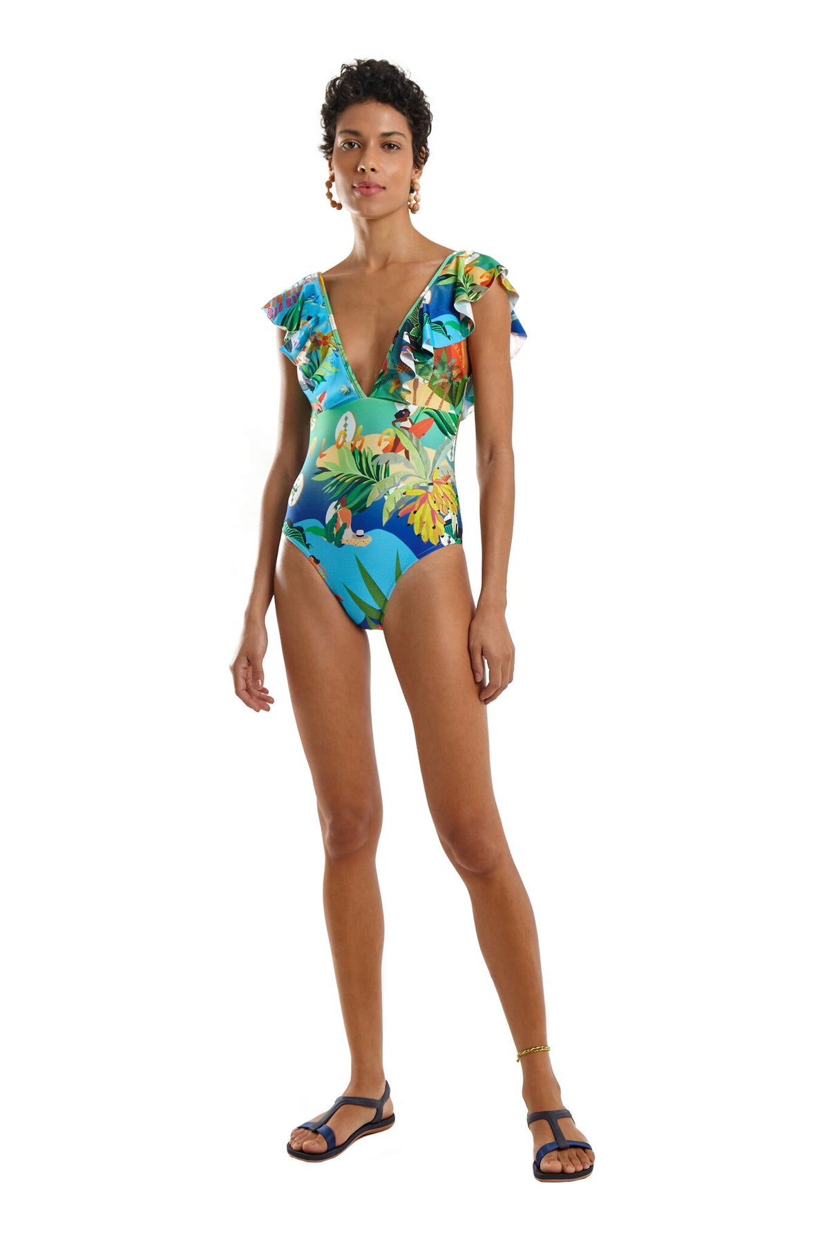 Model Front: Blueman One Piece Swimsuits Maio Hula Maresia